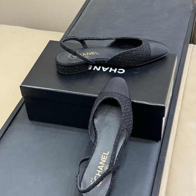 CC SLINGBACK 25S IN BLACK TWEED AND FABRIC