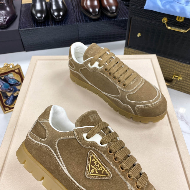 PRA TRAIL FADED CINNAMON BROWN SUEDE SNEAKERS