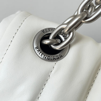 MONACO BAG 32 IN WHITE QUILTED THIN CALFSKIN SILVER HARDWARE