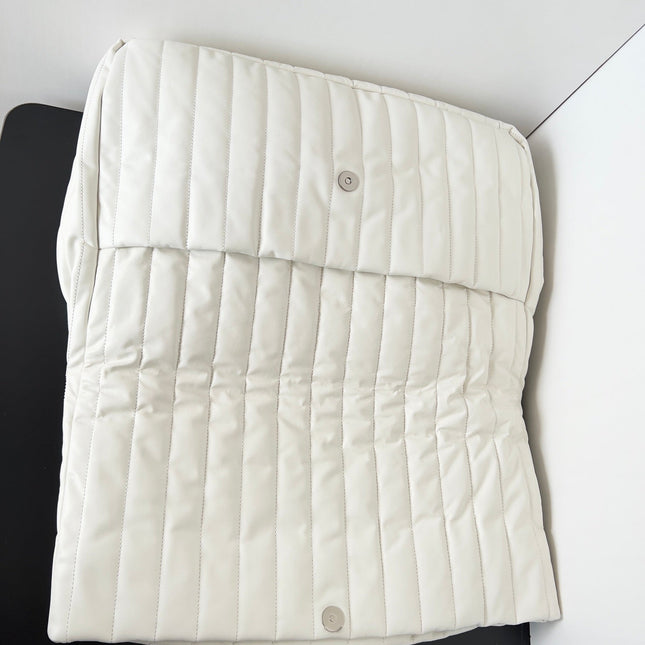 MONACO BAG 43 IN WHITE QUILTED THIN CALFSKIN SILVER HARDWARE
