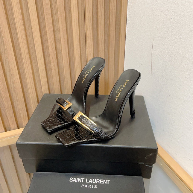 SL SQUARE TOED NUIT PUMPS BLACK CALFSKIN