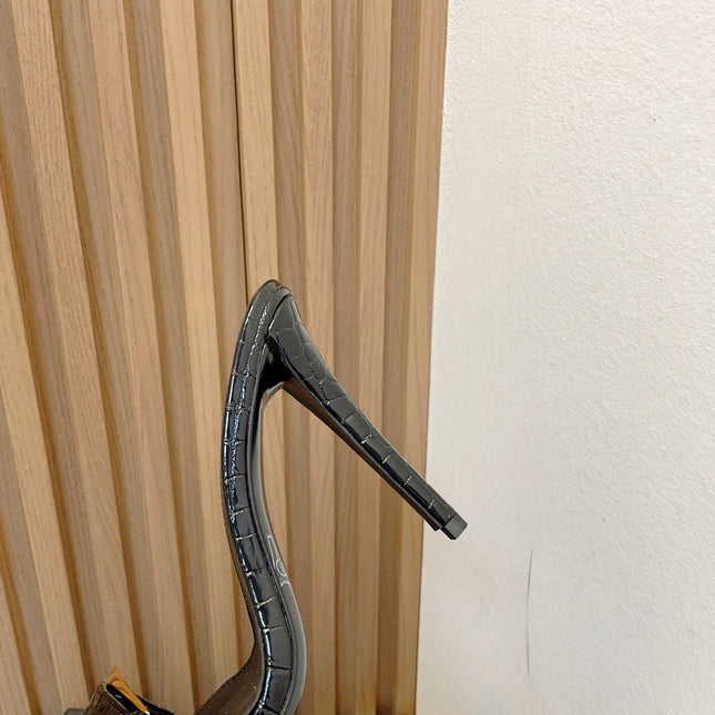 SL SQUARE TOED NUIT PUMPS BLACK CALFSKIN