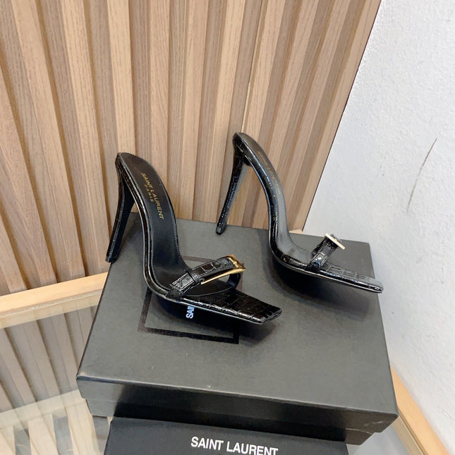 SL SQUARE TOED NUIT PUMPS BLACK CALFSKIN