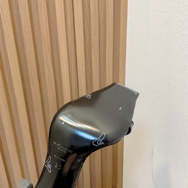 SL SQUARE TOED NUIT PUMPS BLACK CALFSKIN