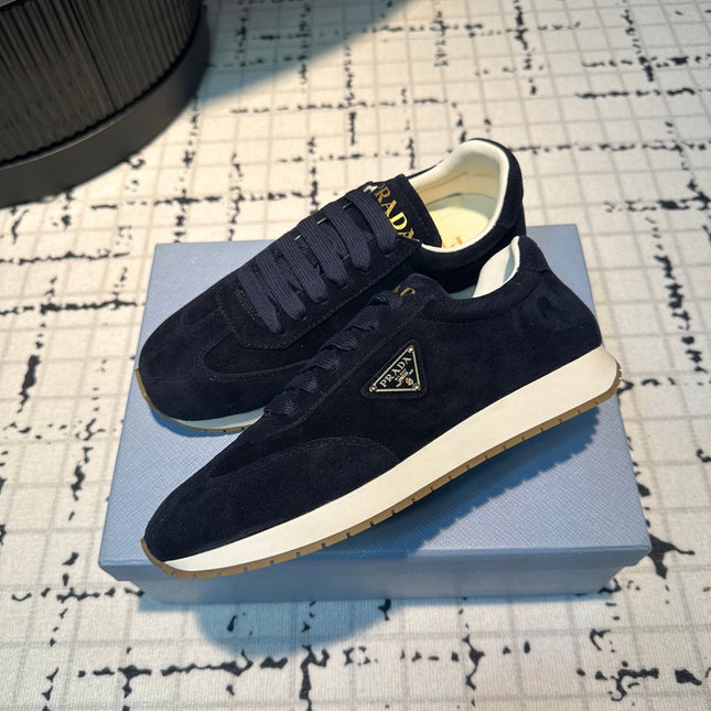 PRA TRIANGLE LOGO SNEAKERS DARK BLUE SUEDE