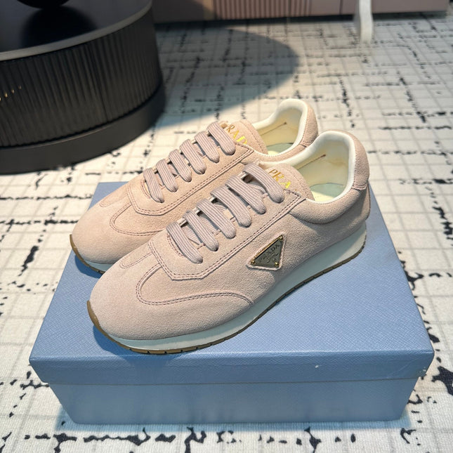 PRA TRIANGLE LOGO SNEAKERS PASTEL PINK SUEDE