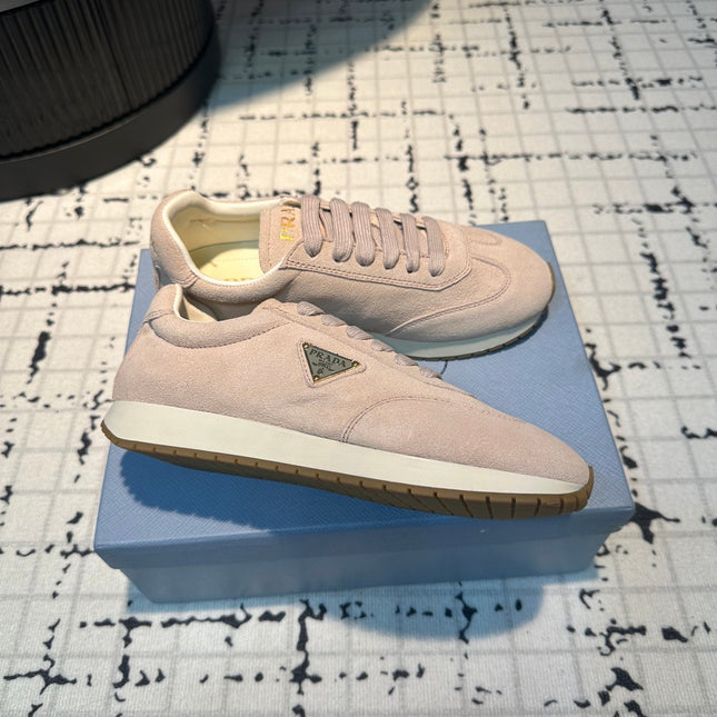 PRA TRIANGLE LOGO SNEAKERS PASTEL PINK SUEDE