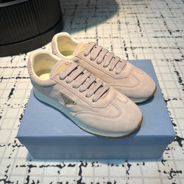 PRA TRIANGLE LOGO SNEAKERS PASTEL PINK SUEDE