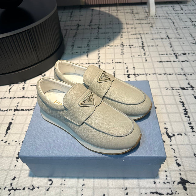 PRA SPORTY STYLE LOAFERS LIGHT GRAY CALFSKIN