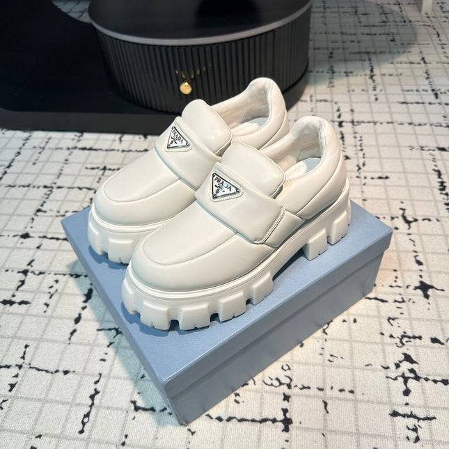 PRA BRUSHED MONOLITH LOAFERS WHITE LAMBSKIN