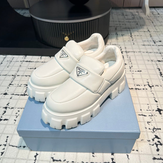 PRA BRUSHED MONOLITH LOAFERS WHITE LAMBSKIN