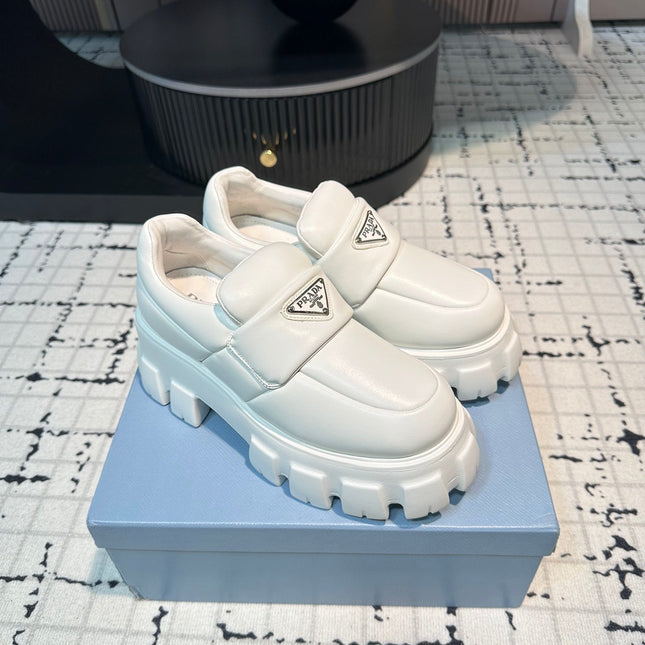 PRA BRUSHED MONOLITH LOAFERS WHITE LAMBSKIN