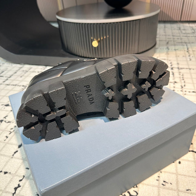 PRA MONOLITH BRUSHED LACE-UP SHOES BLACK LAMBSKIN