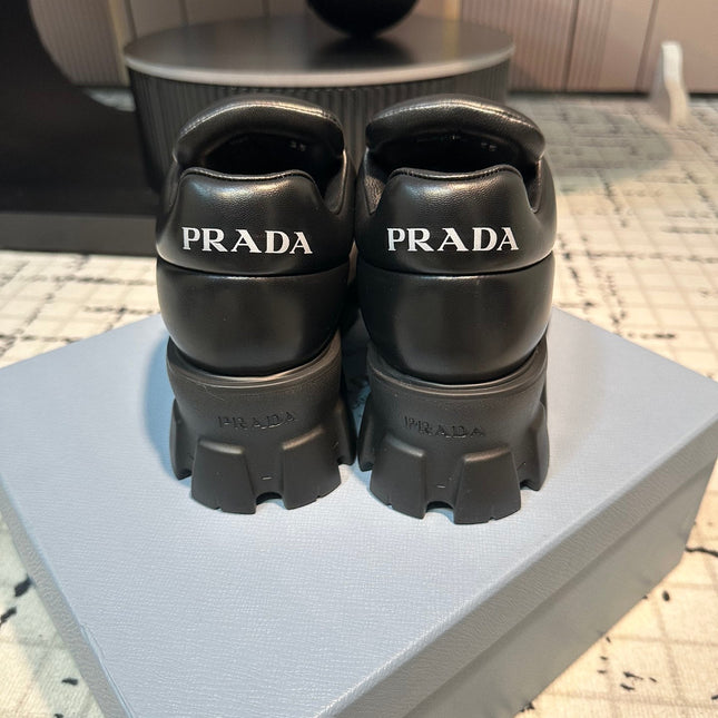 PRA MONOLITH BRUSHED LACE-UP SHOES BLACK LAMBSKIN