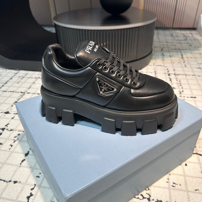 PRA MONOLITH BRUSHED LACE-UP SHOES BLACK LAMBSKIN