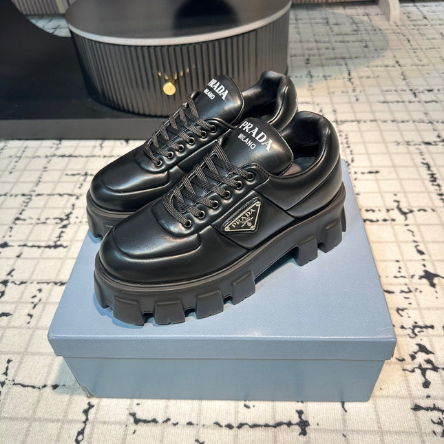 PRA MONOLITH BRUSHED LACE-UP SHOES BLACK LAMBSKIN