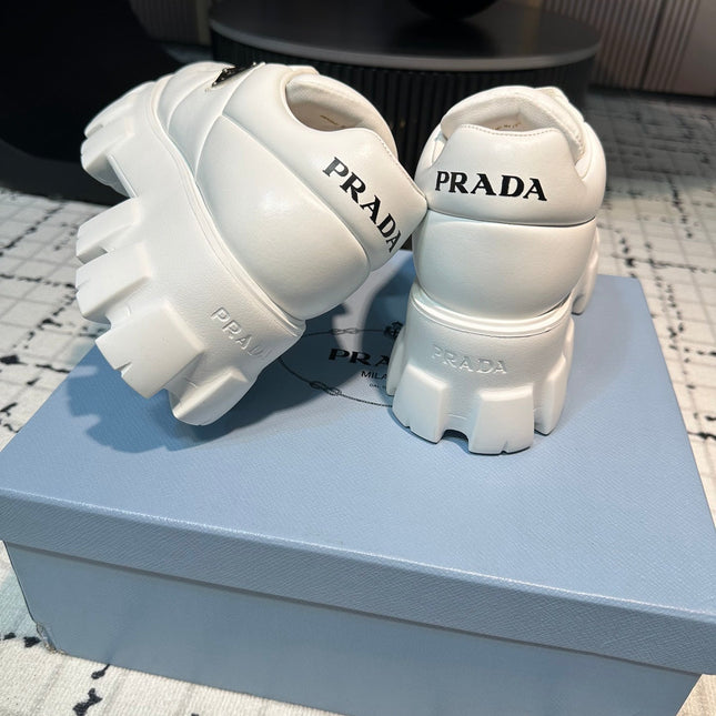 PRA MONOLITH BRUSHED LACE-UP SHOES WHITE LAMBSKIN