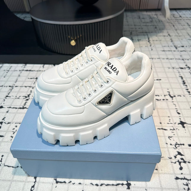 PRA MONOLITH BRUSHED LACE-UP SHOES WHITE LAMBSKIN