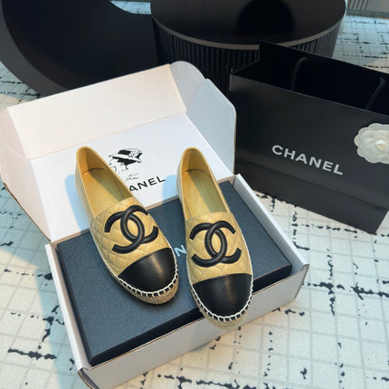 ESPADRILLES LOAFERS IN YELLOW MIX BLACK LAMBSKIN