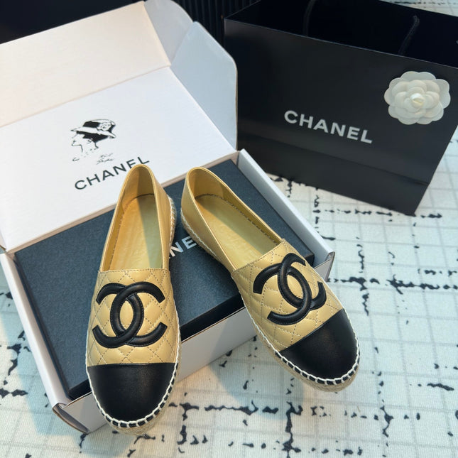 ESPADRILLES LOAFERS IN YELLOW MIX BLACK LAMBSKIN