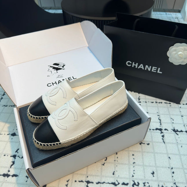 ESPADRILLES LOAFERS IN BLACK MIX WHITE LAMBSKIN