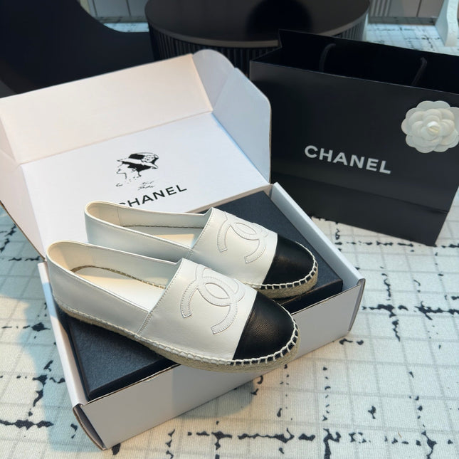 ESPADRILLES LOAFERS IN BLACK MIX WHITE LAMBSKIN