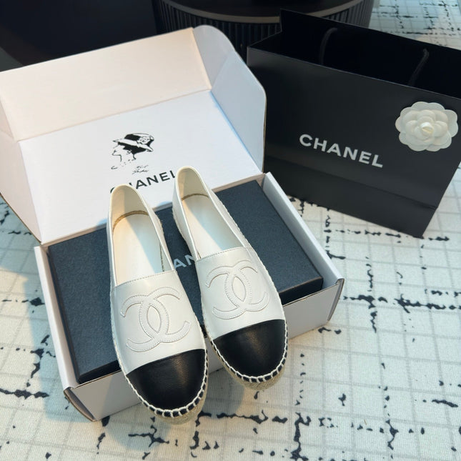 ESPADRILLES LOAFERS IN BLACK MIX WHITE LAMBSKIN