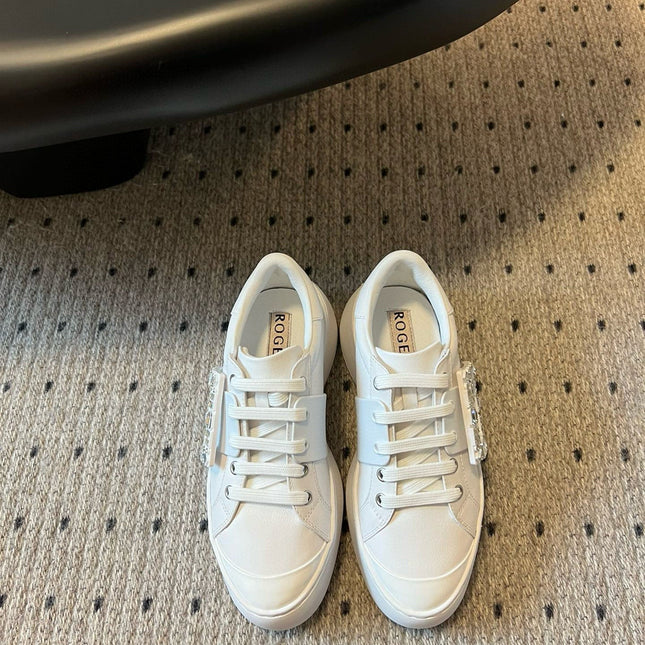 VIV' SKATE SNEAKERS IN WHITE SMOOTH CALFSKIN CRYSTAL BUCKLE