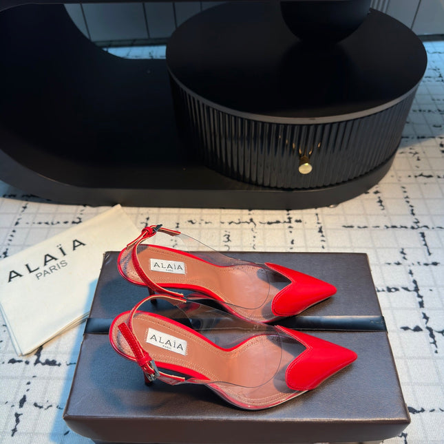 ALAIA HIGH SLINGBACK 25S 90 MM IN RED CALFSKIN