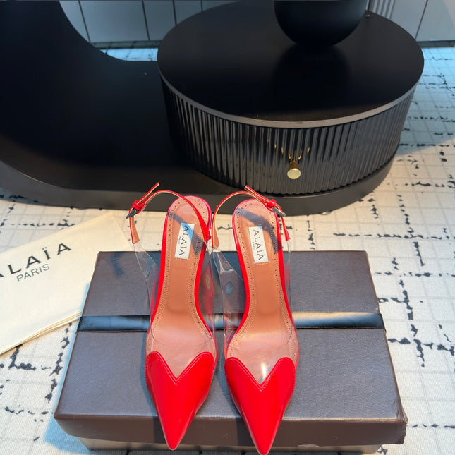 ALAIA HIGH SLINGBACK 25S 90 MM IN RED CALFSKIN