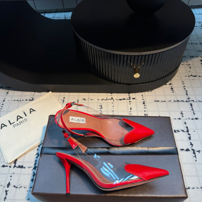 ALAIA HIGH SLINGBACK 25S 90 MM IN RED CALFSKIN