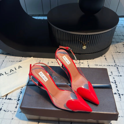 ALAIA HIGH SLINGBACK 25S 90 MM IN RED CALFSKIN