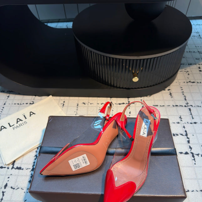 ALAIA HIGH SLINGBACK 25S 90 MM IN RED CALFSKIN
