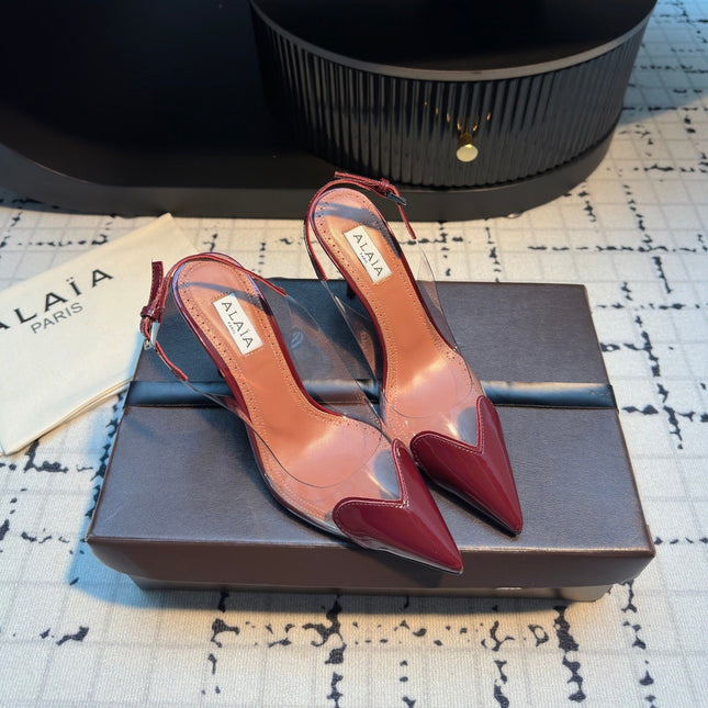 ALAIA HIGH SLINGBACK 25S 90 MM IN DARK RED CALFSKIN