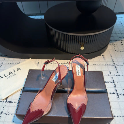 ALAIA HIGH SLINGBACK 25S 90 MM IN DARK RED CALFSKIN