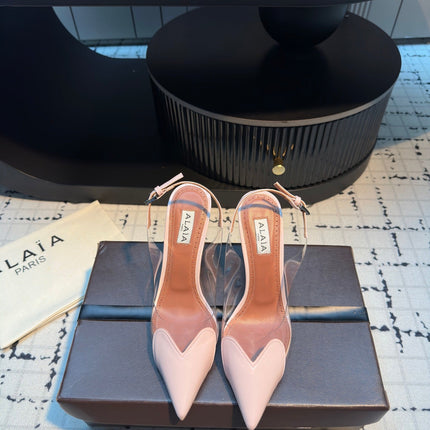 ALAIA HIGH SLINGBACK 25S 90 MM IN LIGHT PINK CALFSKIN