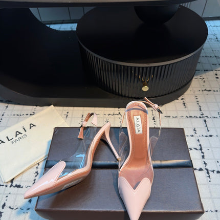 ALAIA HIGH SLINGBACK 25S 90 MM IN LIGHT PINK CALFSKIN
