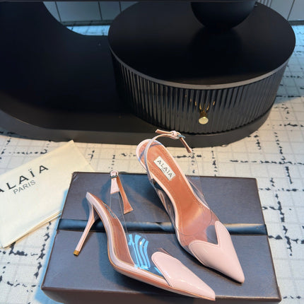 ALAIA HIGH SLINGBACK 25S 90 MM IN LIGHT PINK CALFSKIN