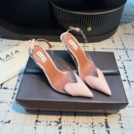 ALAIA HIGH SLINGBACK 25S 90 MM IN LIGHT PINK CALFSKIN