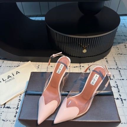 ALAIA HIGH SLINGBACK 25S 90 MM IN LIGHT PINK CALFSKIN