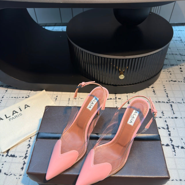 ALAIA HIGH SLINGBACK 25S 90 MM IN PINK CALFSKIN