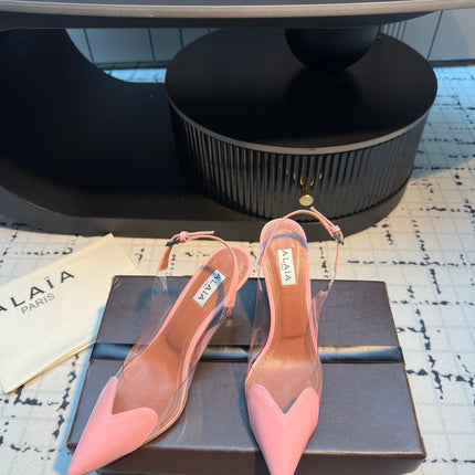 ALAIA HIGH SLINGBACK 25S 90 MM IN PINK CALFSKIN