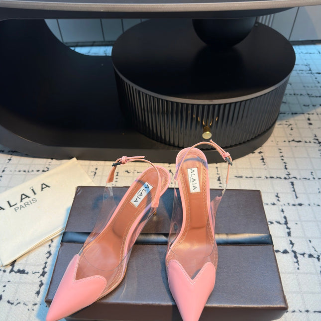 ALAIA HIGH SLINGBACK 25S 90 MM IN PINK CALFSKIN