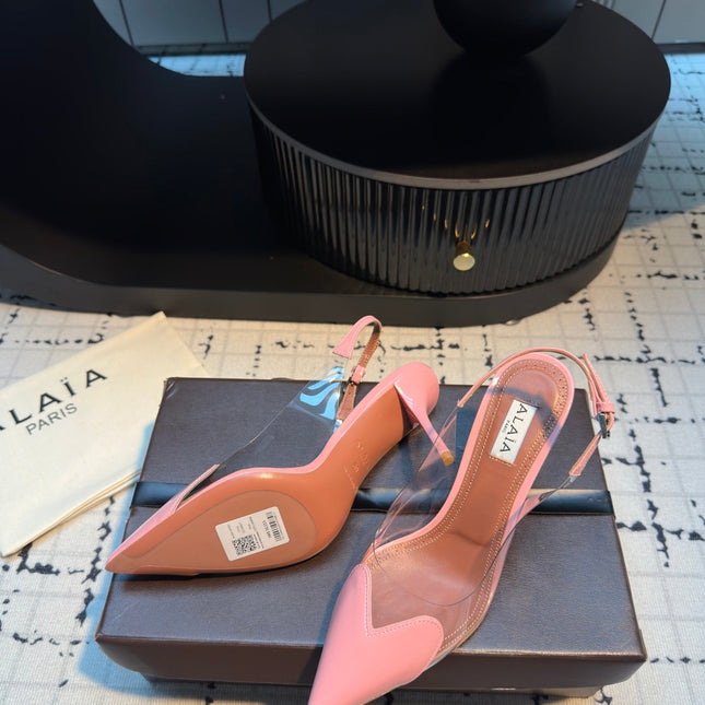 ALAIA HIGH SLINGBACK 25S 90 MM IN PINK CALFSKIN