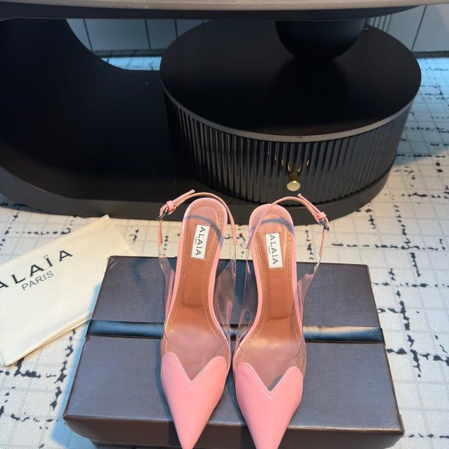 ALAIA HIGH SLINGBACK 25S 90 MM IN PINK CALFSKIN