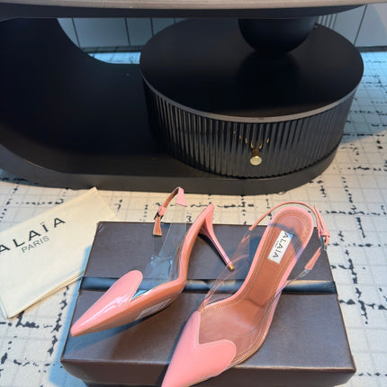 ALAIA HIGH SLINGBACK 25S 90 MM IN PINK CALFSKIN