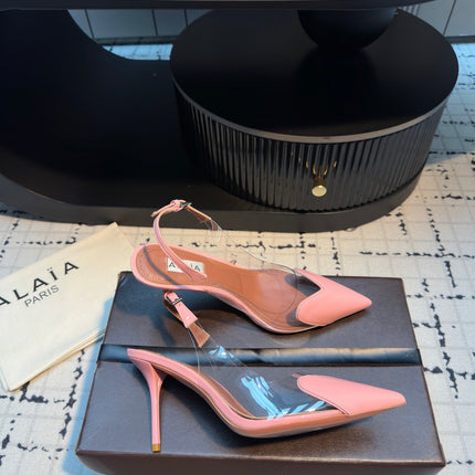 ALAIA HIGH SLINGBACK 25S 90 MM IN PINK CALFSKIN