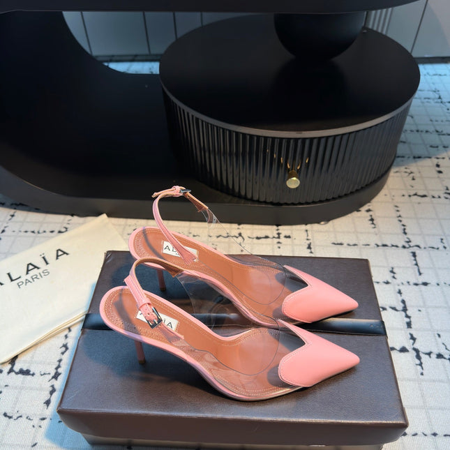 ALAIA HIGH SLINGBACK 25S 90 MM IN PINK CALFSKIN