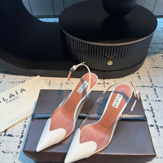 ALAIA HIGH SLINGBACK 25S 90 MM IN WHITE CALFSKIN
