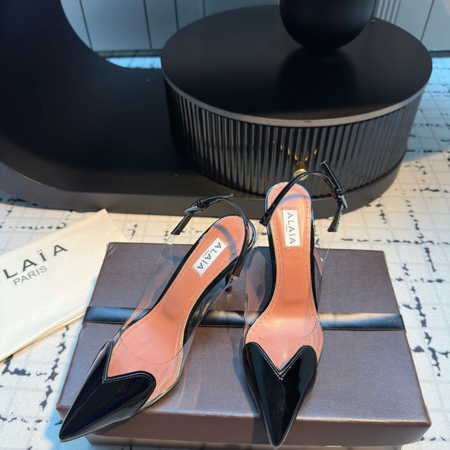 ALAIA HIGH SLINGBACK 25S 90 MM IN BLACK CALFSKIN